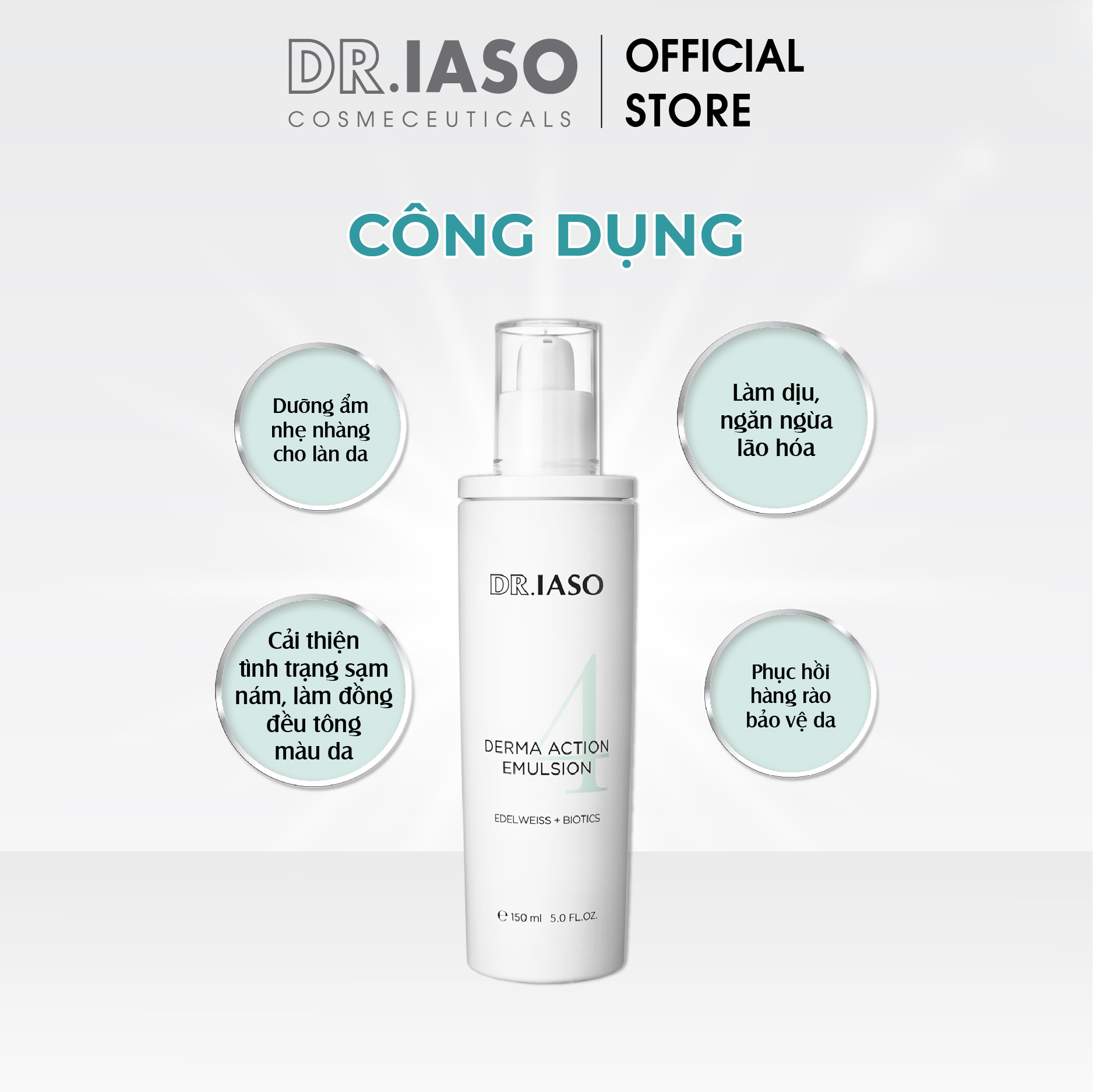 D43 Sữa dưỡng giúp làm trắng da, giảm nám Dr IASO Derma Action Emulsion 150ml