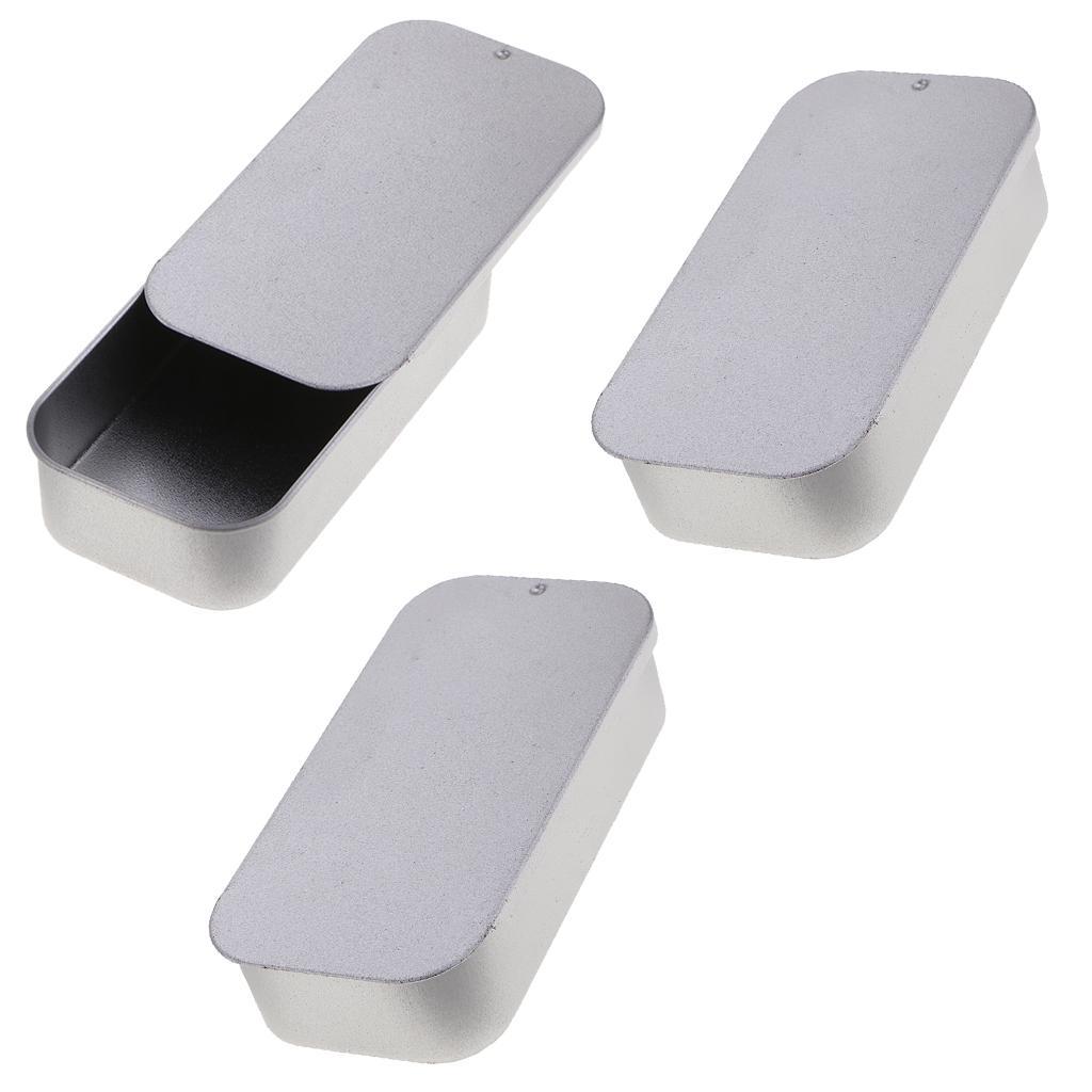 3x Small Metal Tin Can Box Storage Case Sliding Cover Container 90x45x20mm