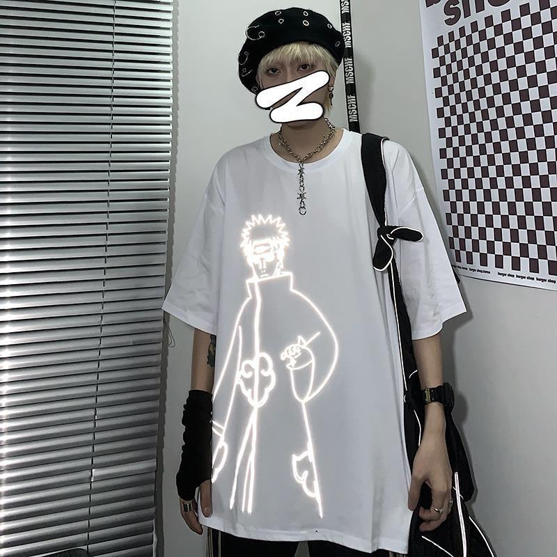 Áo thun phản quang tay lỡ nam nữ naruto