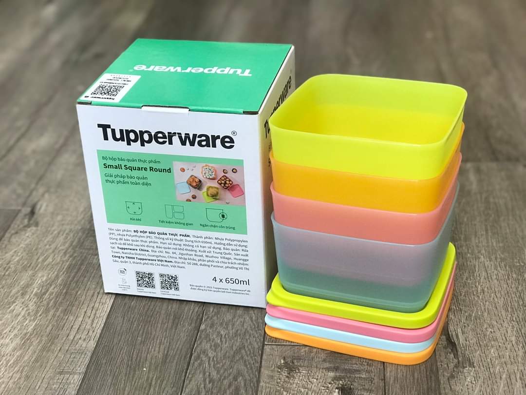 Bộ Hộp BQTP Small Square Round 4 Hộp TUPPERWARE HÀNG CHÍNH HÃNG
