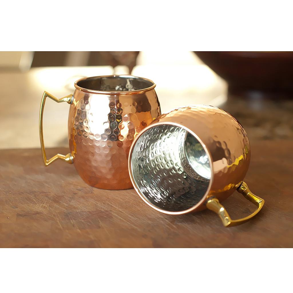 4PCS STAINLESS STEEL WITH COPPER PLATED MOSCOW MULE CUP MUG Hammered