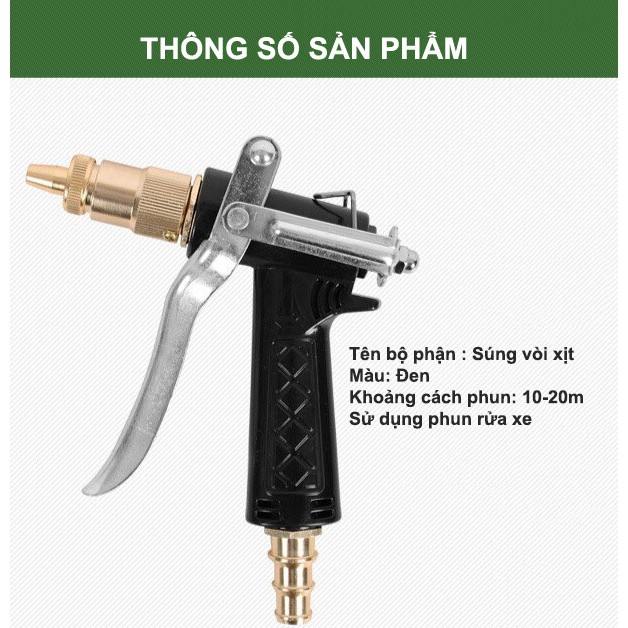 Bộ vòi tưới, cây rửa xe với đầu vòi tăng áp 3 chế độ đa năng tiện dụng dài 10m