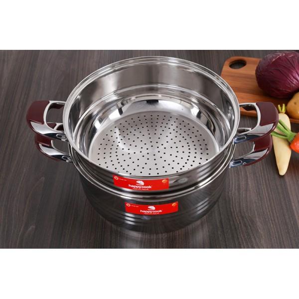 Bộ Xửng Hấp Inox 304 Cao Cấp 3 Đáy 2 Tầng Happy Cook ST32-2