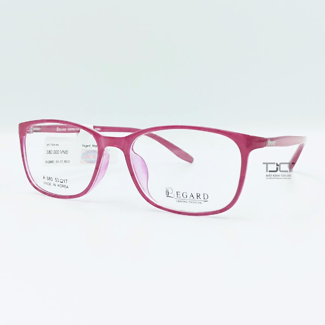 GỌNG KÍNH NHỰA DẼO DÀNH CHO NỮ , NHẸ, MÀU ĐỎ , HÀNG CHÍNH HÃNG HÀN QUỐC REGARD R880-RED