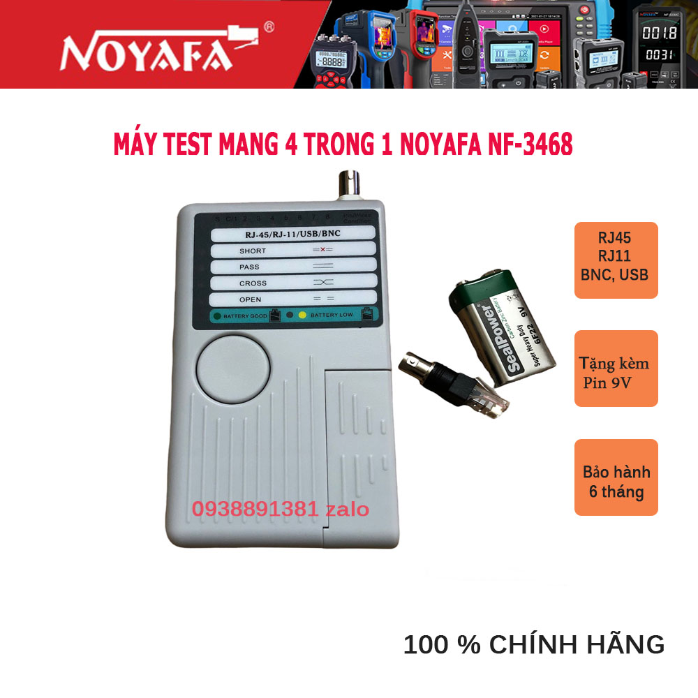 Máy test cáp mạng NF-3468 đa năng (test RJ45, RJ11, USB, BNC) - hàng chính hãng