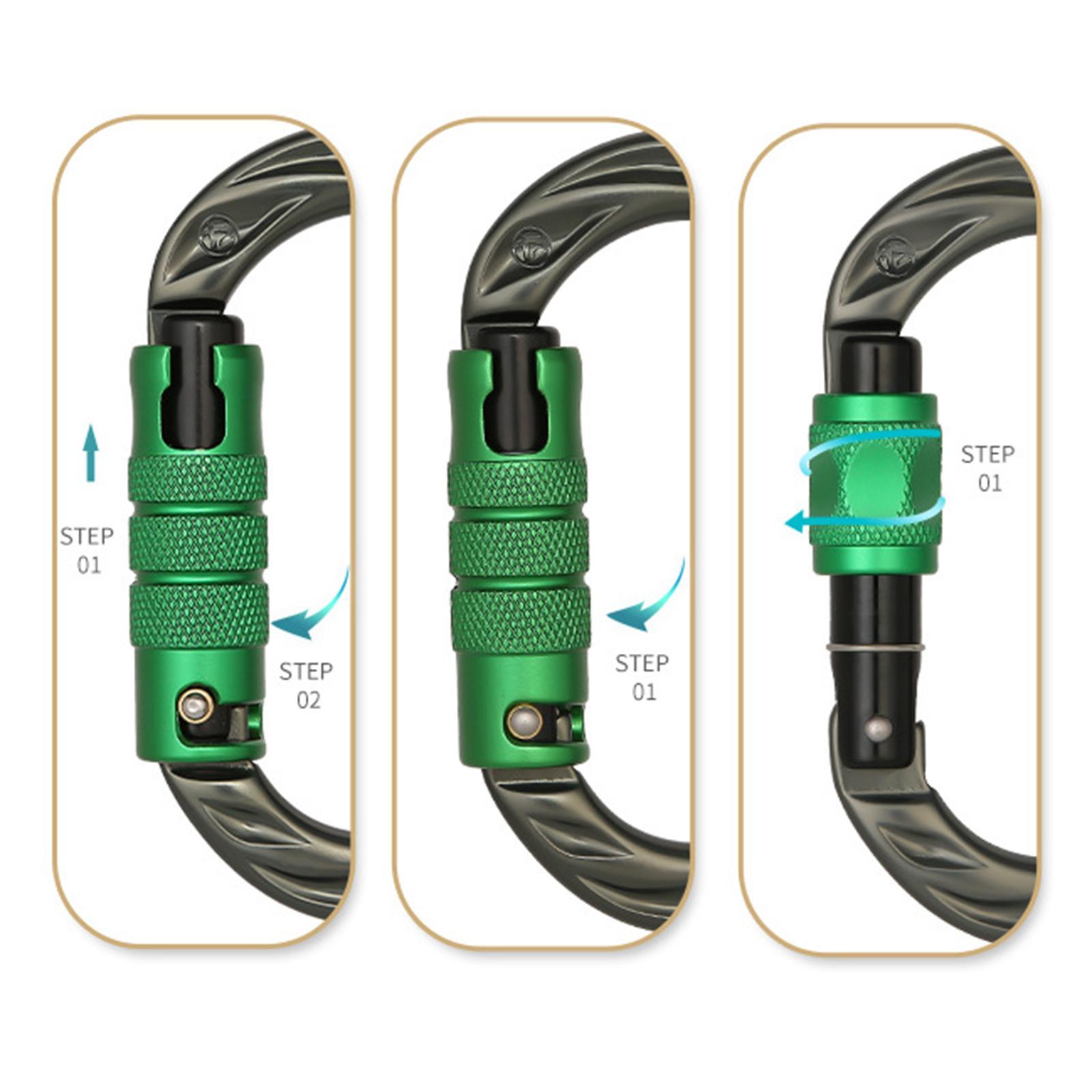 24KN Locking Carabiner Clip O- for Outdoor Caving Camping Buckle Keyring