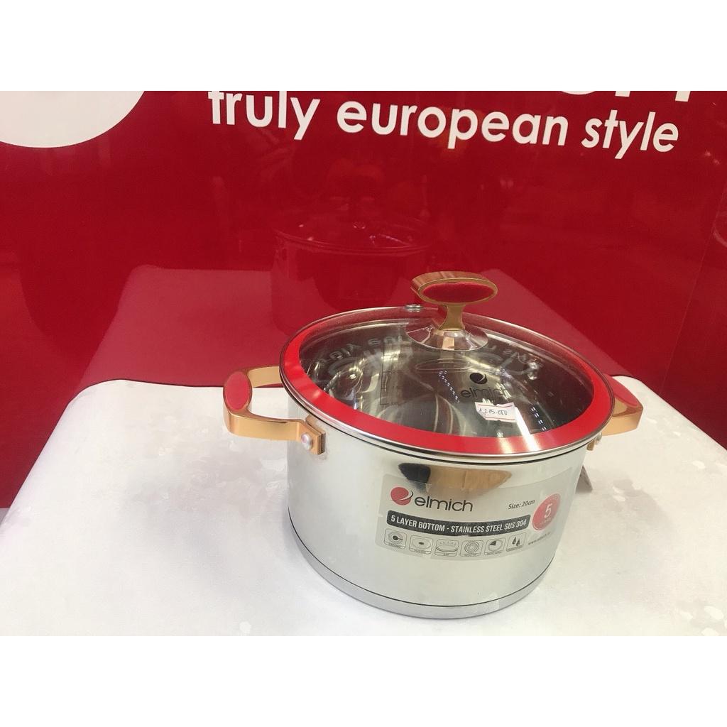 Nồi Elmich inox 304 Red velvet 18cm, 20cm, 22cm, 24cm