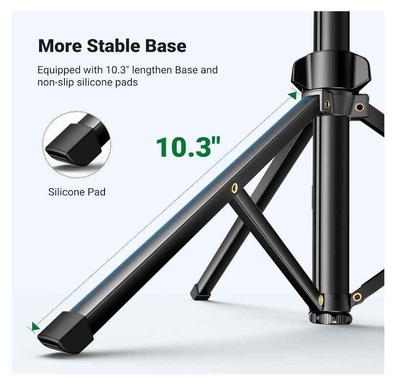 Ugreen UG15609LP680TK cao 50cm - 170cm 67inch có điều khiển Bluetooth Tripod 3 chân đế màu đen Gậy tự chụp ảnh kẹp điện thoại - HÀNG CHÍNH HÃNG