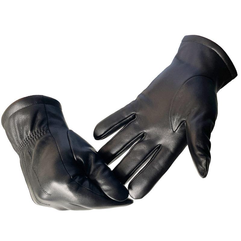 Găng tay da da cừu cho người đàn ông, màn hình cảm ứng ấm áp mùa đông nhắn tin cashmere lót găng tay lái xe máy