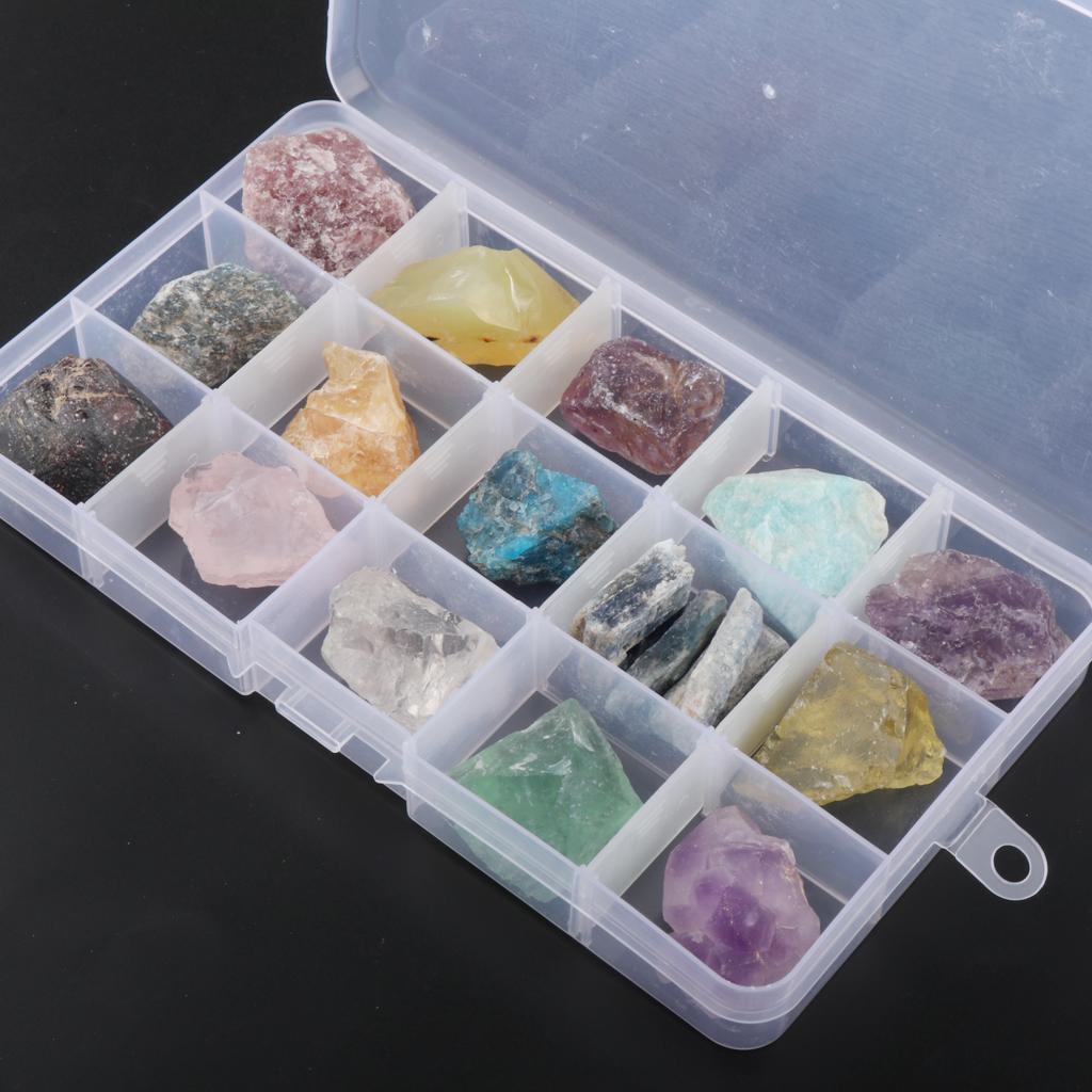 Natural Rough Raw Stone, Crystal Point Cluster Mineral Specimen Crystals Rock in Collection Box