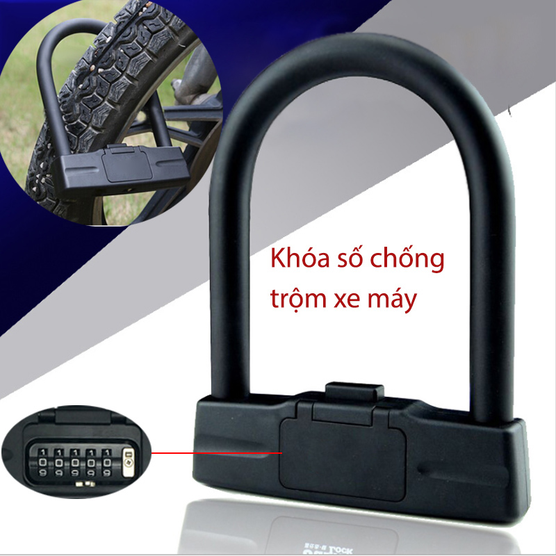 Khóa số chống trộm xe máy YF20999 hình chữ U – loại 5 số có thể thay đổi được mã số