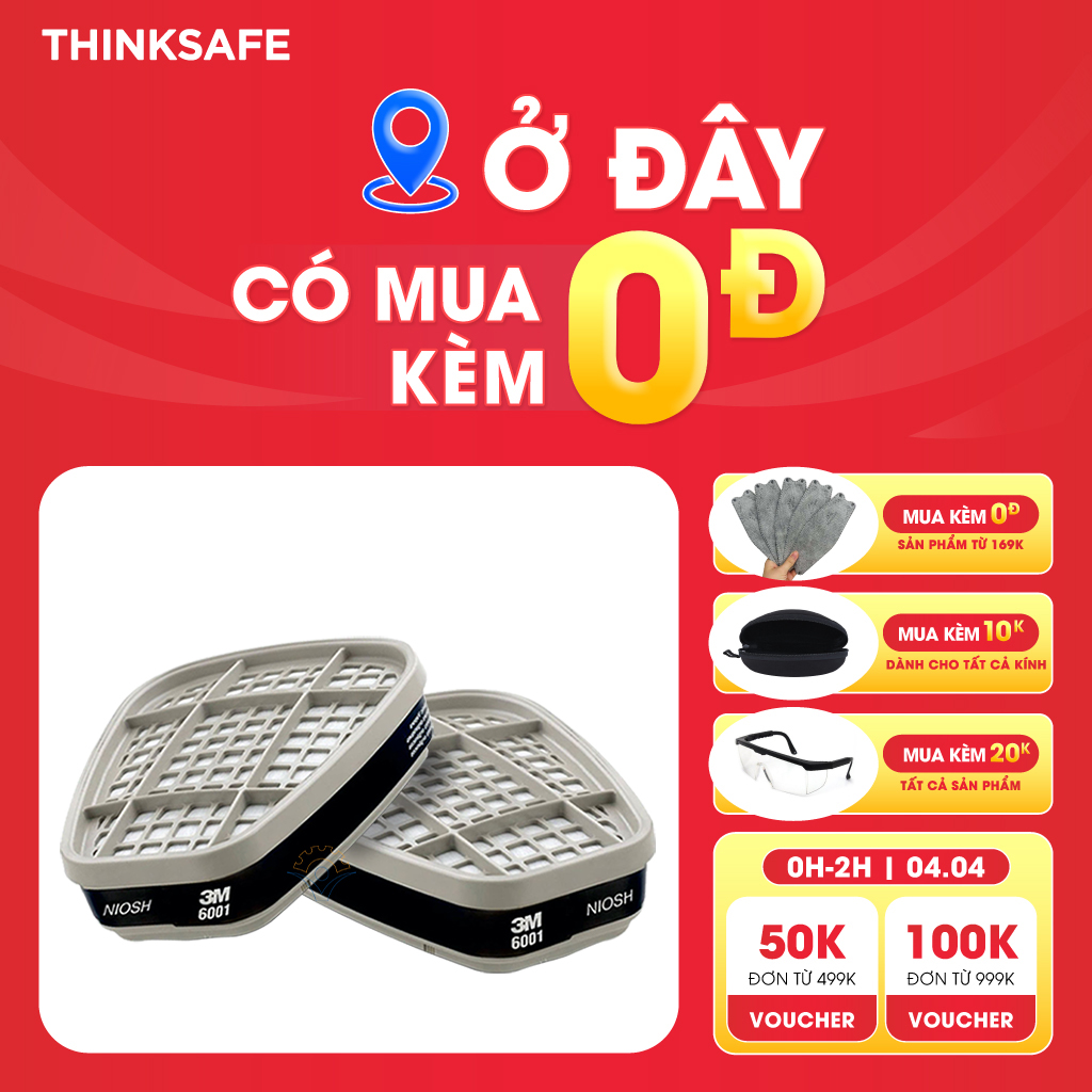 Phin lọc 3M Thinksafe, lọc hơi hữu cơ xăng dầu phun sơn, chống độc, lọc bụi siêu mịn, xịt sơn, vô cơ - 3M 6001 -3M 6003 - 3M 6006