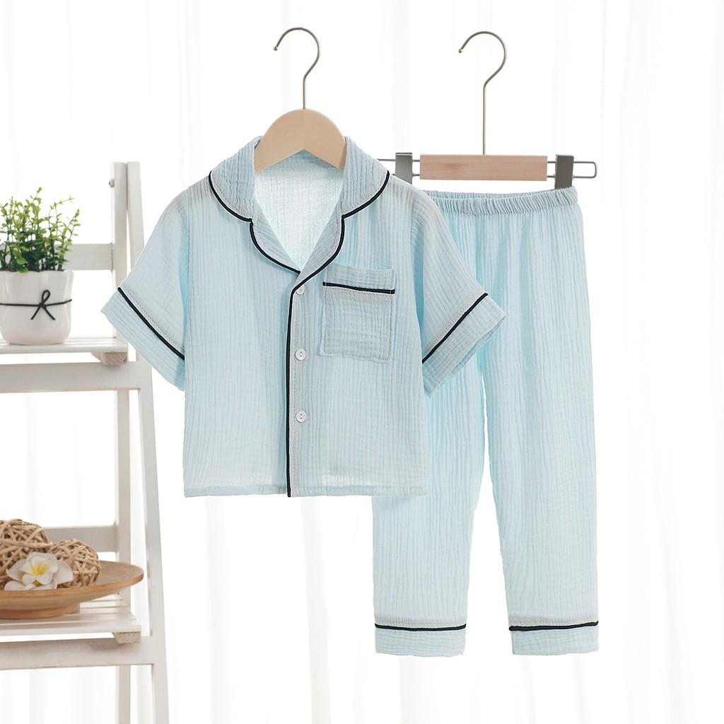 Bộ Pijama Đũi Cộc Hàng Cao Cấp Cực Xinh Cho Bé SUMO KIDS, Bộ Đồ Ngủ Hè Chất Cho Bé Trai Bé Gái Từ 6-28kg