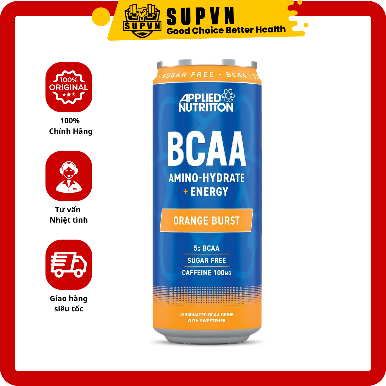 Applied Nutrition Lon BCAA Functional Drink Can 330 ml Có Caffein và B3,B6,B12 Hỗ Trợ Thúc Đẩy Năng Lượng Mạnh Mẽ Khi Tậ