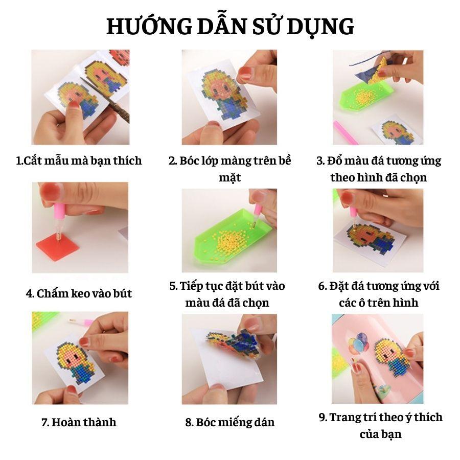 Dụng Cụ Làm Tranh Đính Đá 5D Cho Trẻ Em Sticker Đính Đá Trang Trí Nhà Cửa