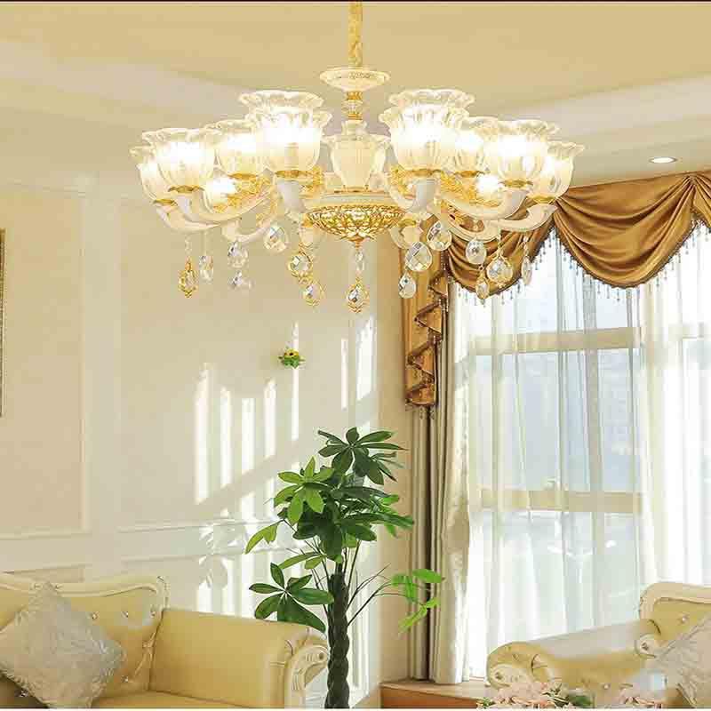Đèn chùm pha lê tân cổ điển trang trí nội thất sang trọng - kèm bóng Led chuyên dụng
