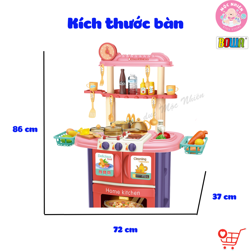 Đồ Chơi Nhập Vai Đầu Bếp BOWA 8764AB -Bộ Nhà Bếp 51 Chi Tiết, Có Đèn, Nhạc - Dành Cho Bé Từ 3 Tuổi