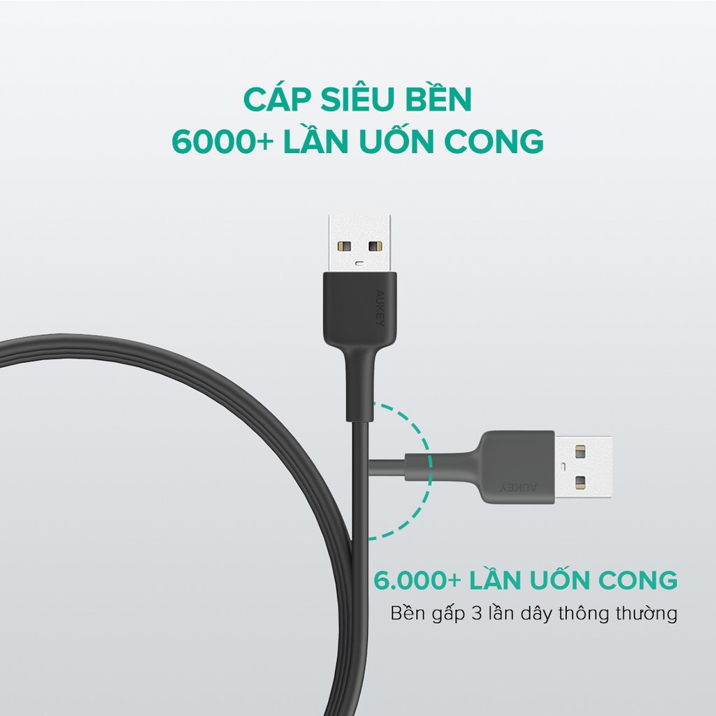 Cáp Sạc Lightning Aukey CB-BAL7 Chuẩn MFi Cho Mọi Thiết Bị Apple - Dài 0,9m - Hàng Chính Hãng