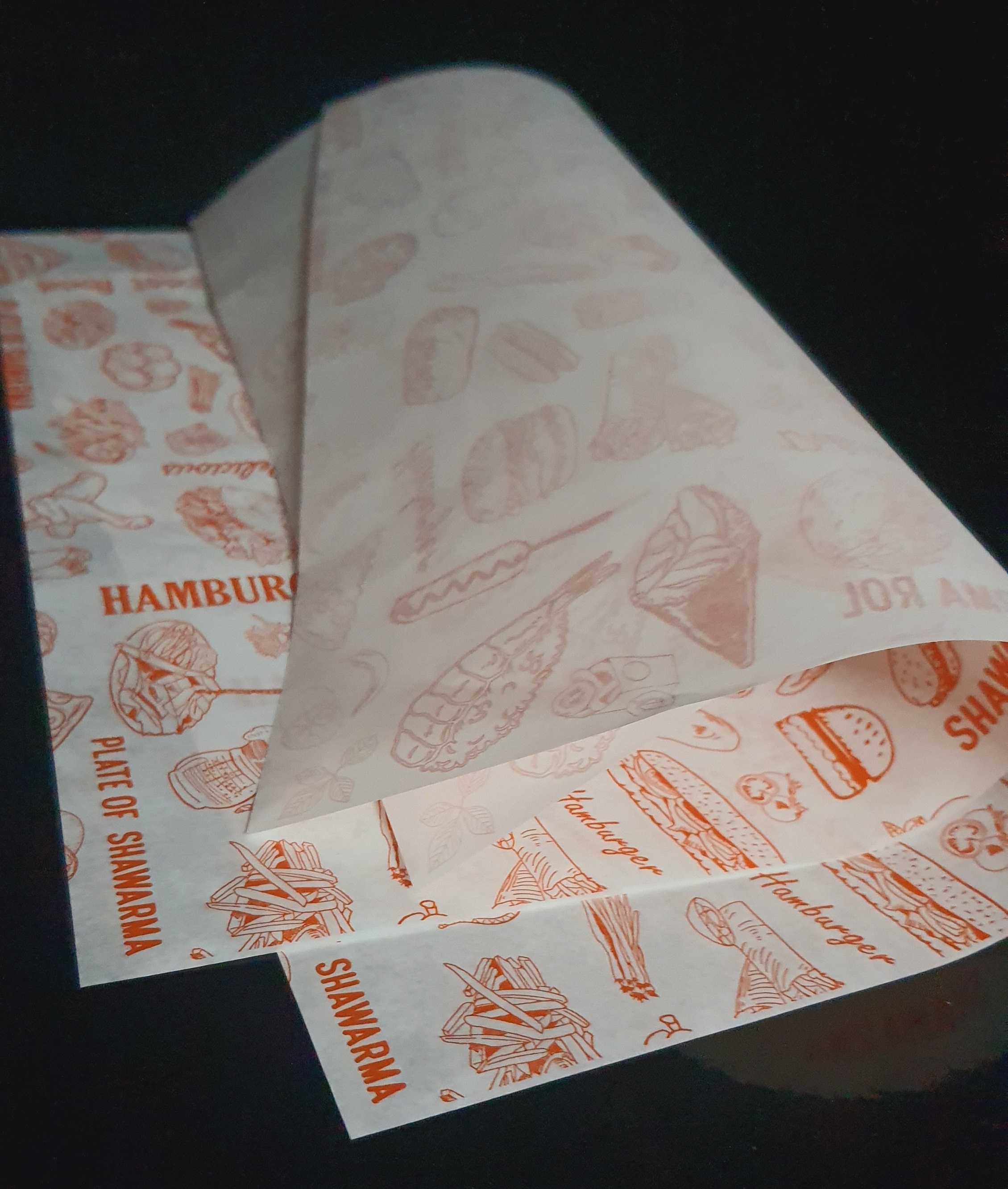 500 tờ Giấy gói chống thấm dầu gói hamburger (in sẵn size 30x30 / 27x36cm