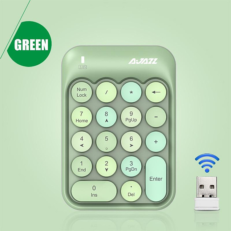 Bàn Phím Ajazz AK18 Nhiều Màu Sắc 18 Phím Không Dây Bàn Phím Số 2.4G USB Mini Di Động Số Máy Tính Kỹ Thuật Số Bàn Phím Máy Tính Để Bàn PC Laptop