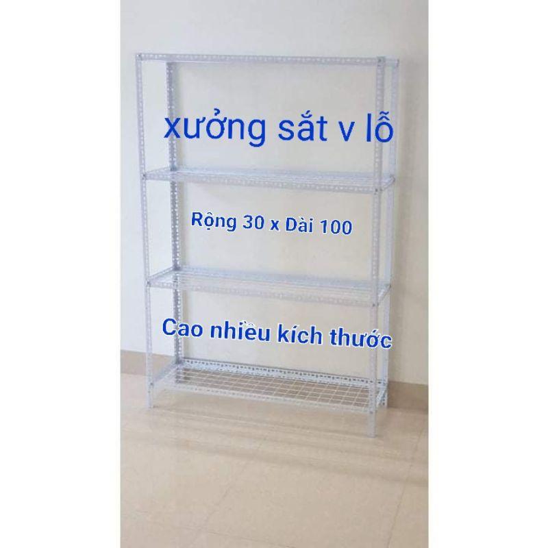 Kệ sắt V lỗ đa năng 2 3 4 tầng mặt lưới lắp ghép dùng để hàng ,để vận dụng trong nhà bếp ,để cây cảnh