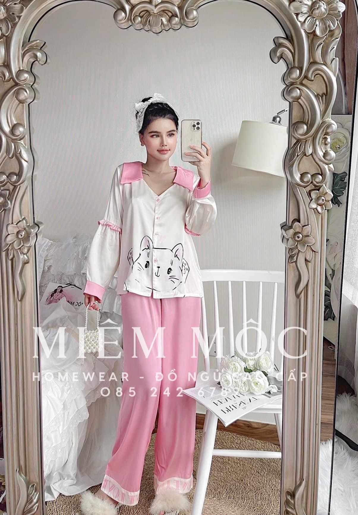 Bộ Pyjama Thiết Kế Tay Bồng Mẫu Tiểu Thư Xinh Xắn