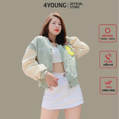 Áo khoác bomber nữ croptop dang lửng