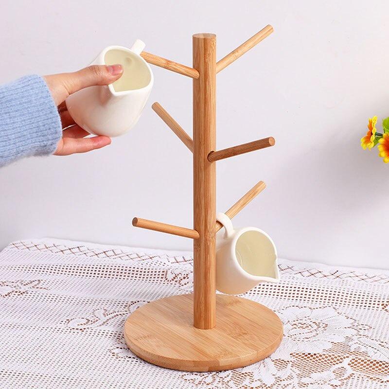 Giá treo đã chức năng Giá đỡ ly bằng gỗ móc treo chìa khóa sắp xếp trang trí nhà cửa dành cho phòng khách