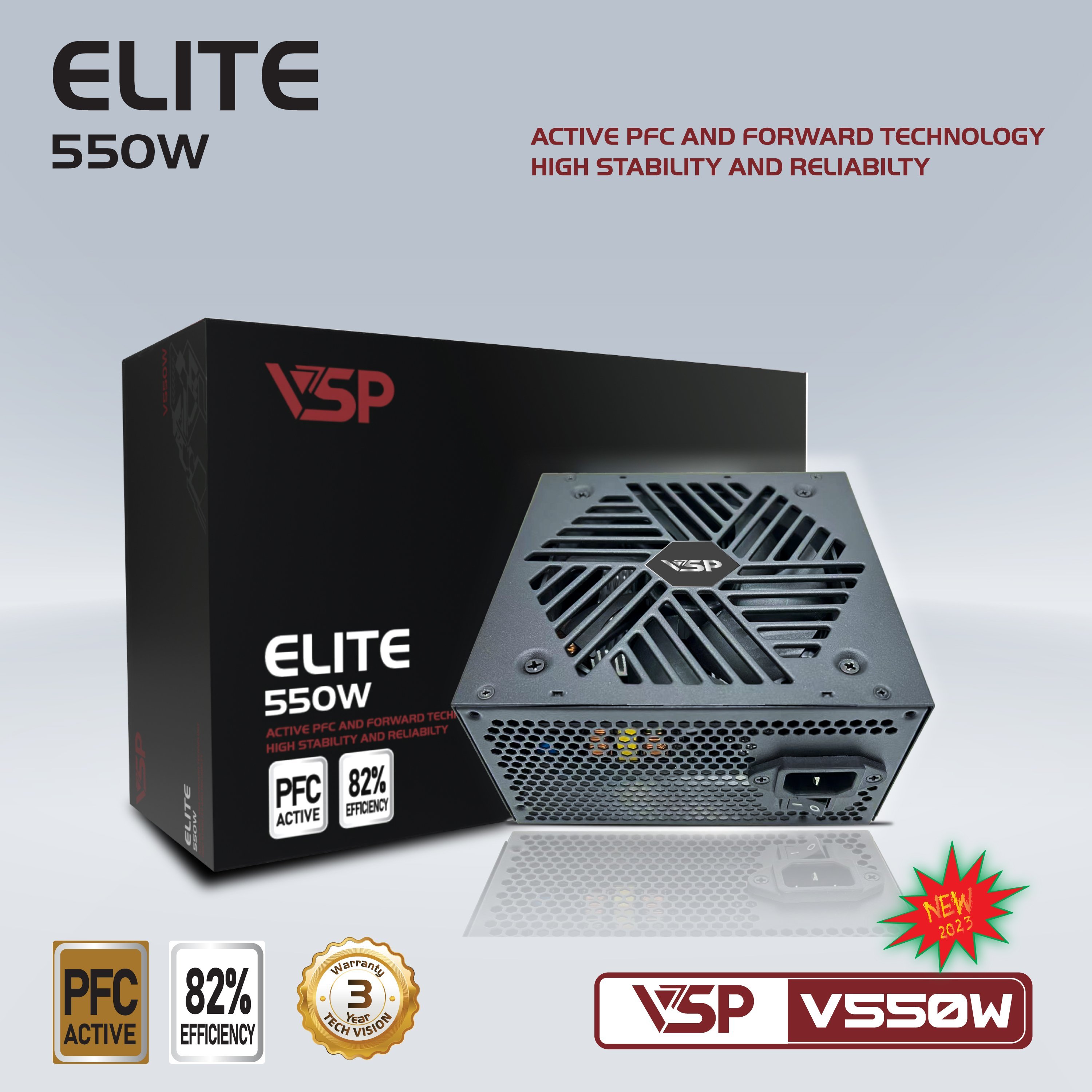 Bộ nguồn VSP Elite Active PFC V550W - JL - HÀNG CHÍNH HÃNG