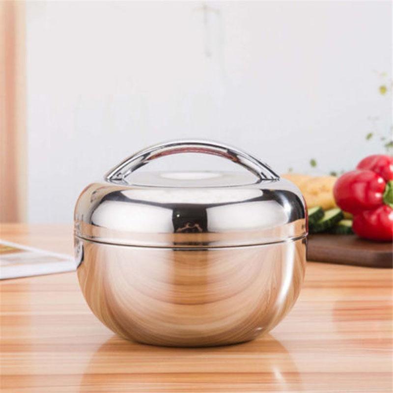 Phích 2 lớp bento hộp thép không gỉ hai lớp lưu trữ thực phẩm tròn