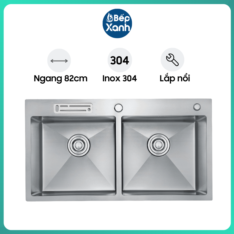 Chậu Rửa Chén Ecalite ESD-8245HA - Lắp Nổi - Có Giắt Cắm Dao - Chất Liệu Inox 304 Siêu Bền - Hàng Chính Hãng