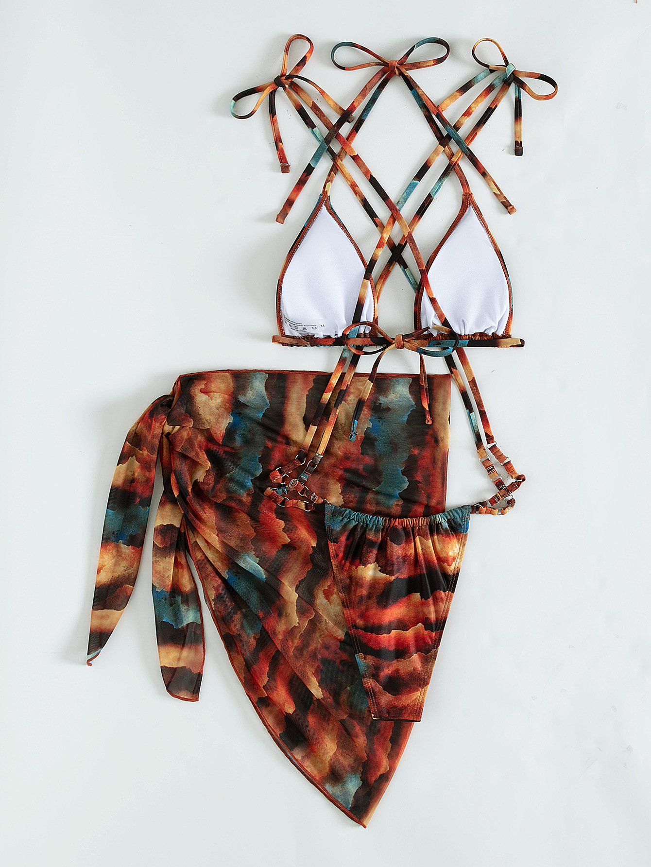 Set Bikini 3 món áo ngực quần tam giác kèm khăn quấn