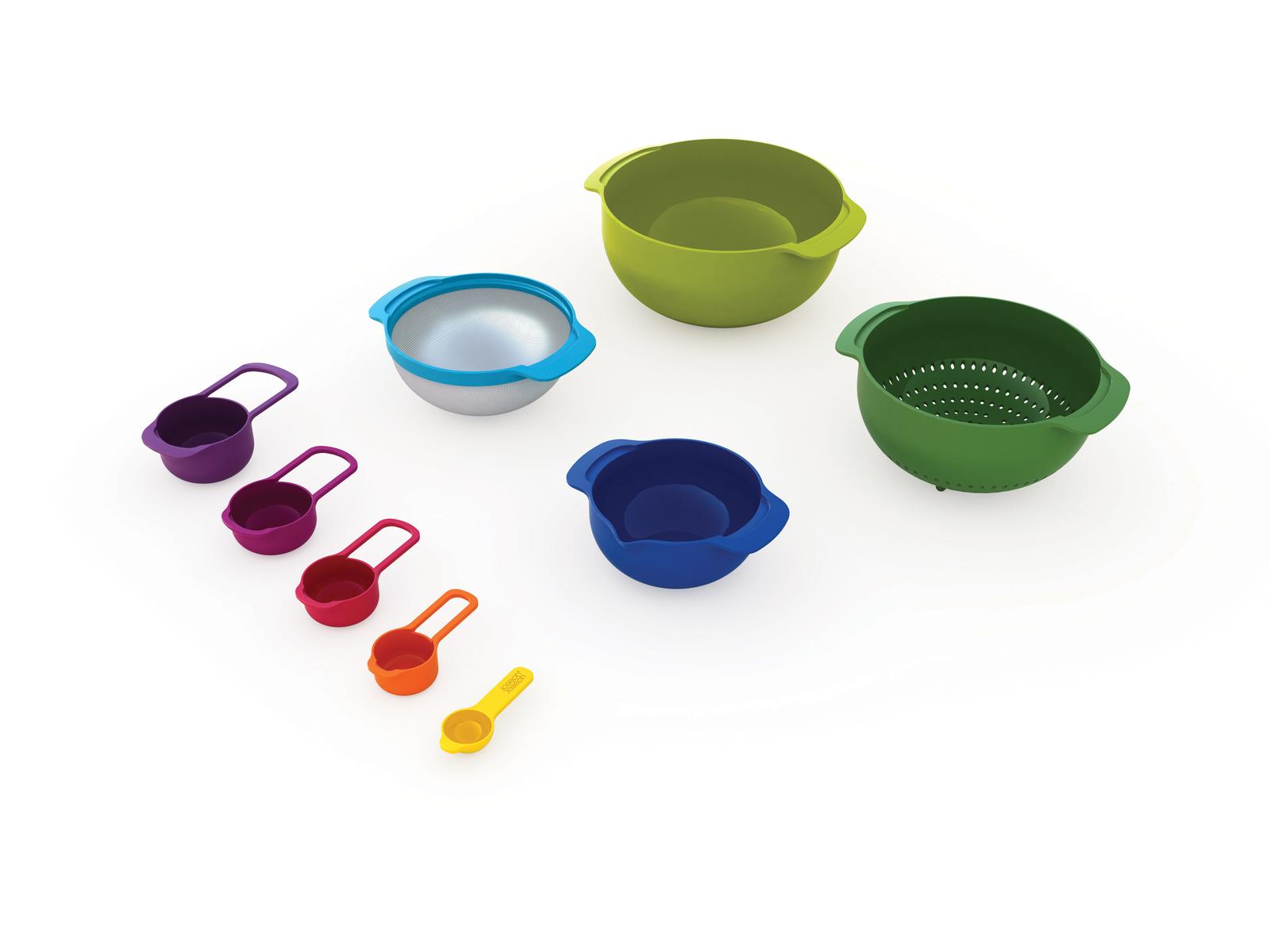 Bộ dụng cụ xếp lồng 9 món Joseph Joseph - nhiều màu - JJ400311, chất liệu nhựa nguyên sinh cao cấp, dễ dàng trong việc làm sạch, vệ sinh, sử dụng an toàn trong máy rửa bát