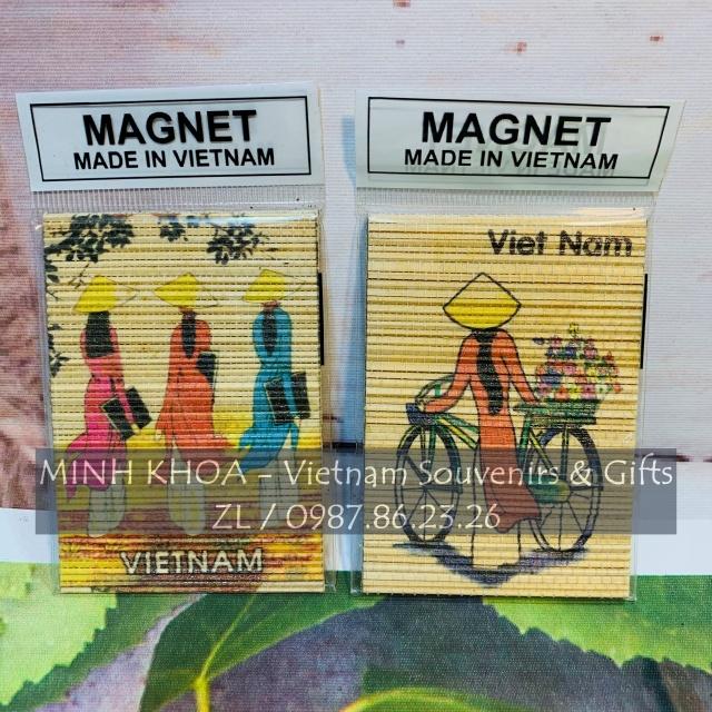 Dán Nam Châm Mành Tre Lưu Niệm Phong Cảnh Việt Nam 6*8 cm - Handmade Bamboo Fridge Magnet