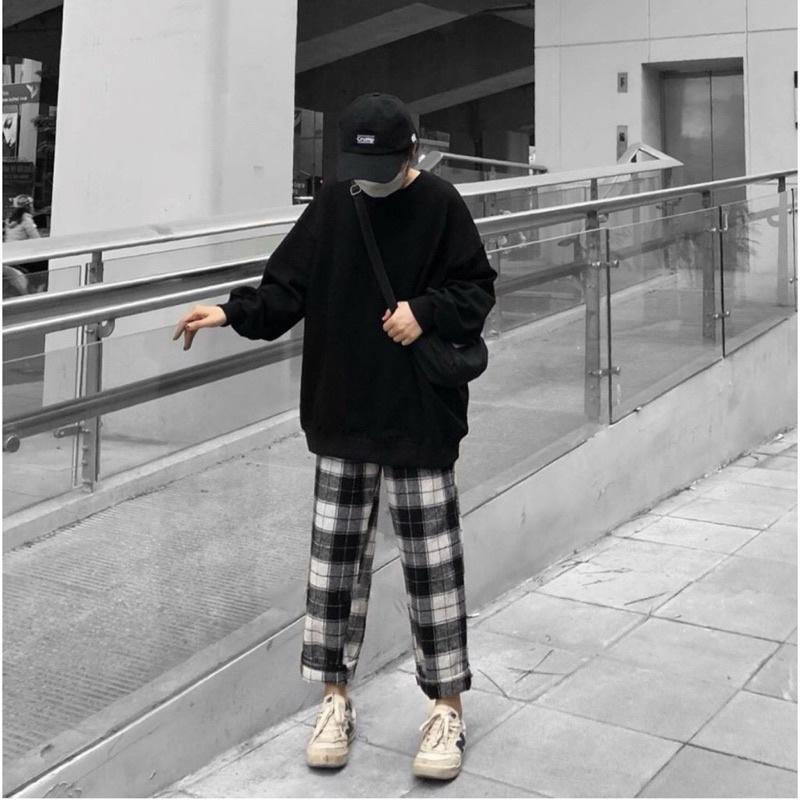 Quần CARO ỐNG SUÔNG NÂU - XÁM ĐEN - ĐEN Nam Nữ Ulzzang Unisex Khanh Store 24