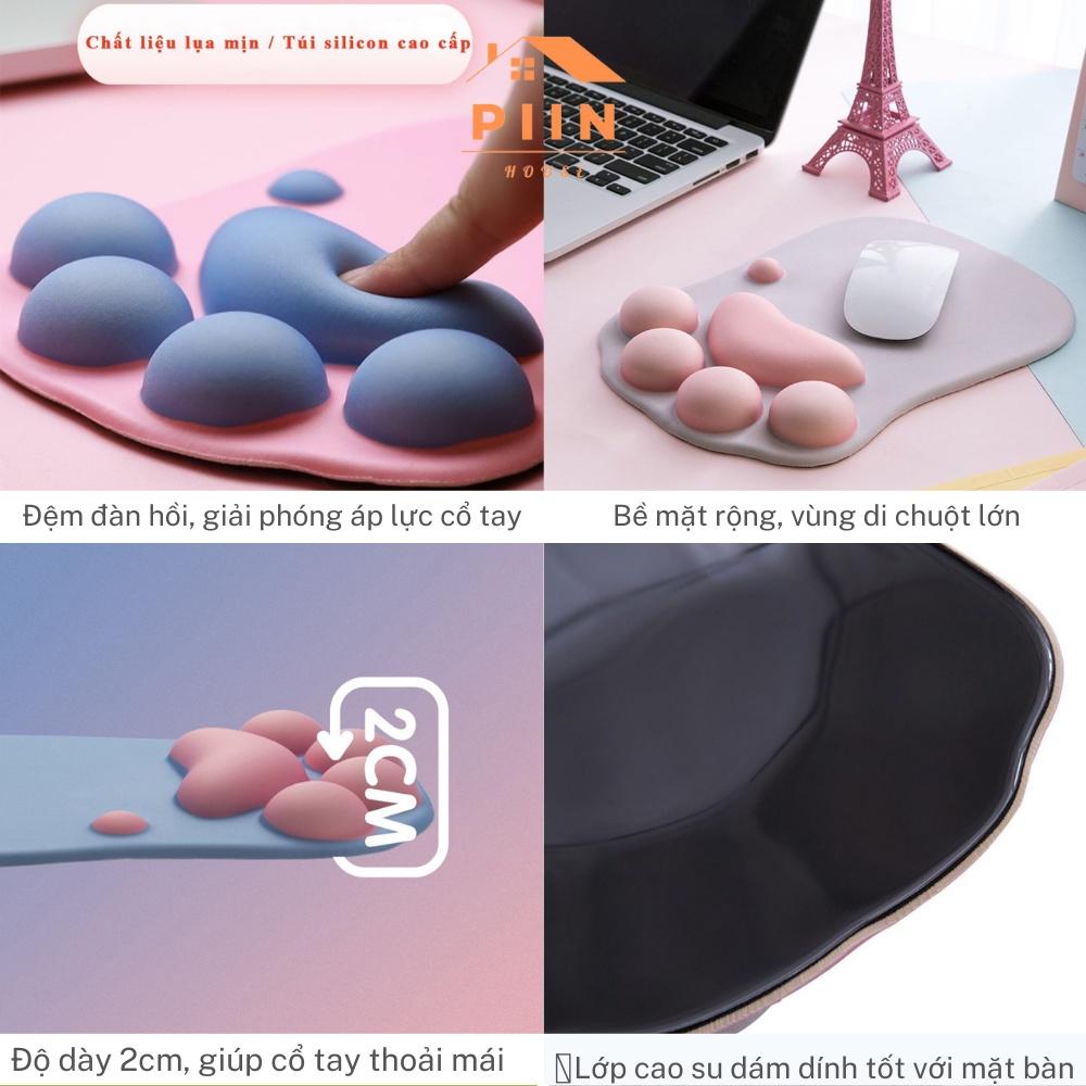 Miếng lót chuột cỡ lớn có đệm đỡ tay silicone pad chuột hình chân mèo cute