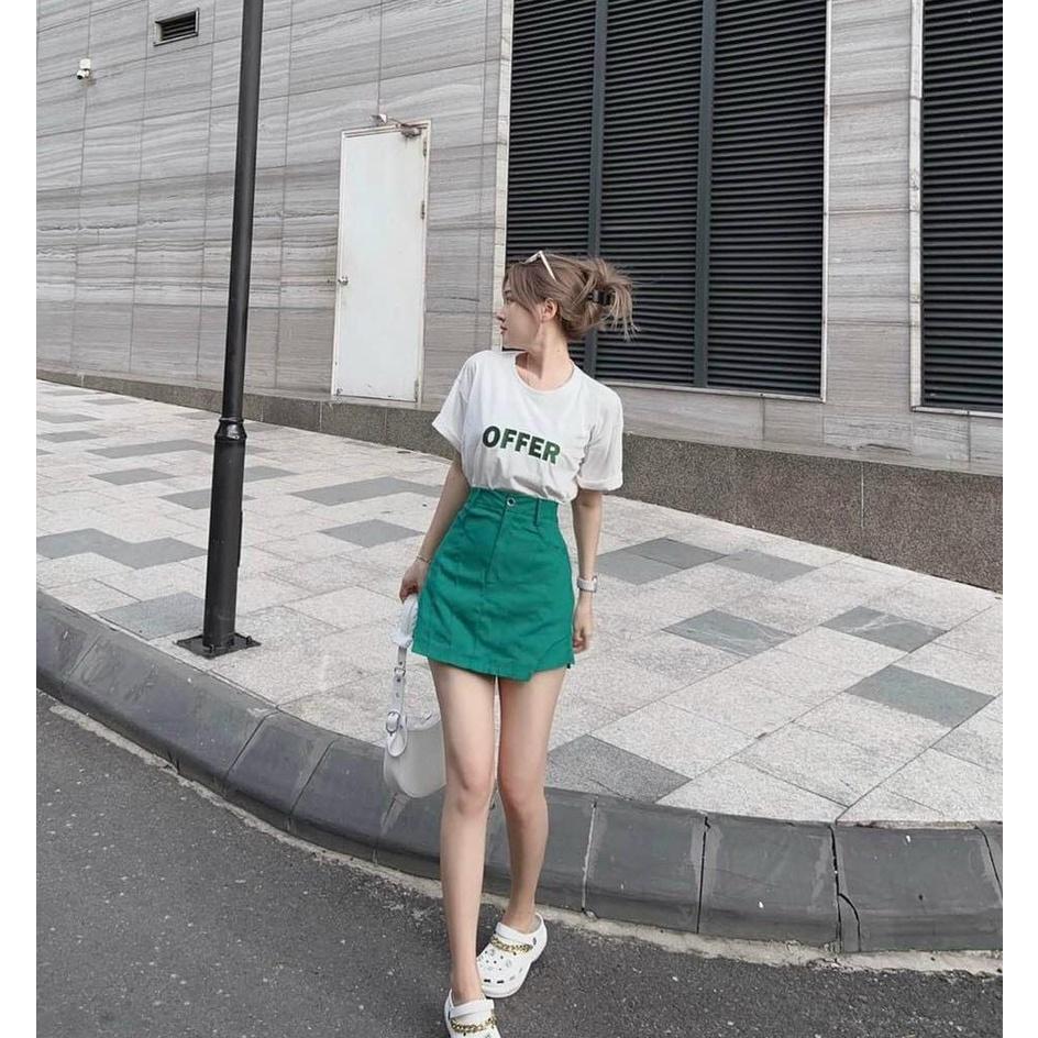 FREESHIP Sét Đồ Bộ Nữ Áo Thun Cotton Cổ Tròn & Váy Đùi Tuyết Mưa Thiết Kế Sang Chảnh KImGIA DS
