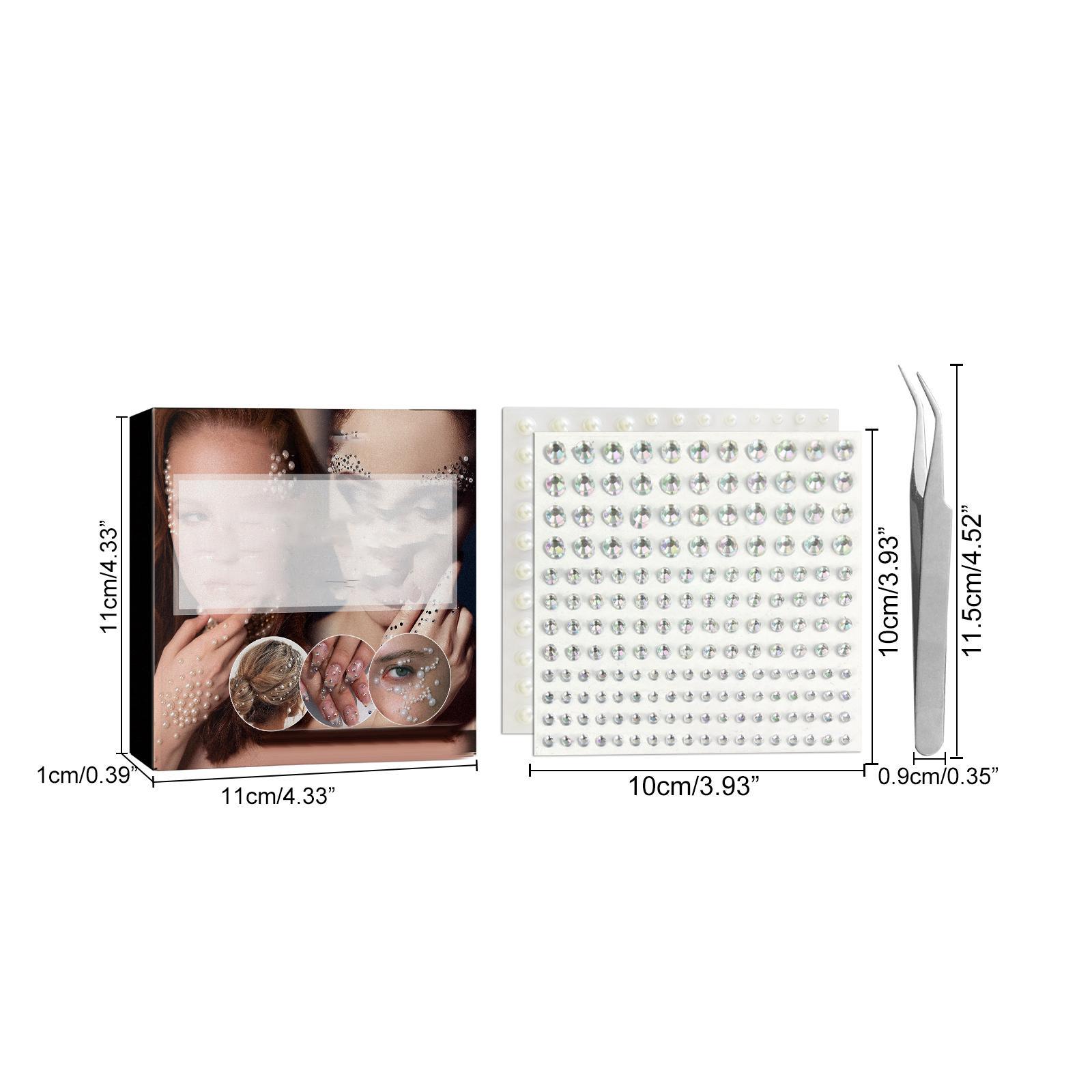 2x Clear Rhinestones Stickers Assorted Size Flash for Face