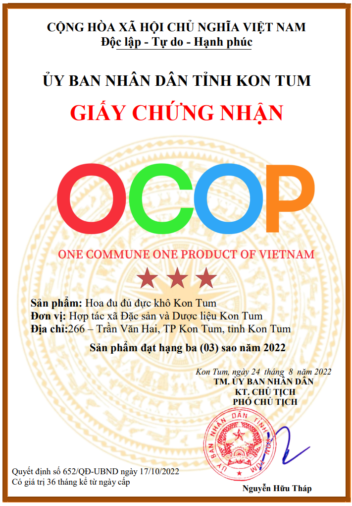 Đặc Sản Kon Tum - Hoa đu đủ đực khô hỗ trợ tiểu đường hiệu quả - Bịch 500g- OCOP 3 Sao