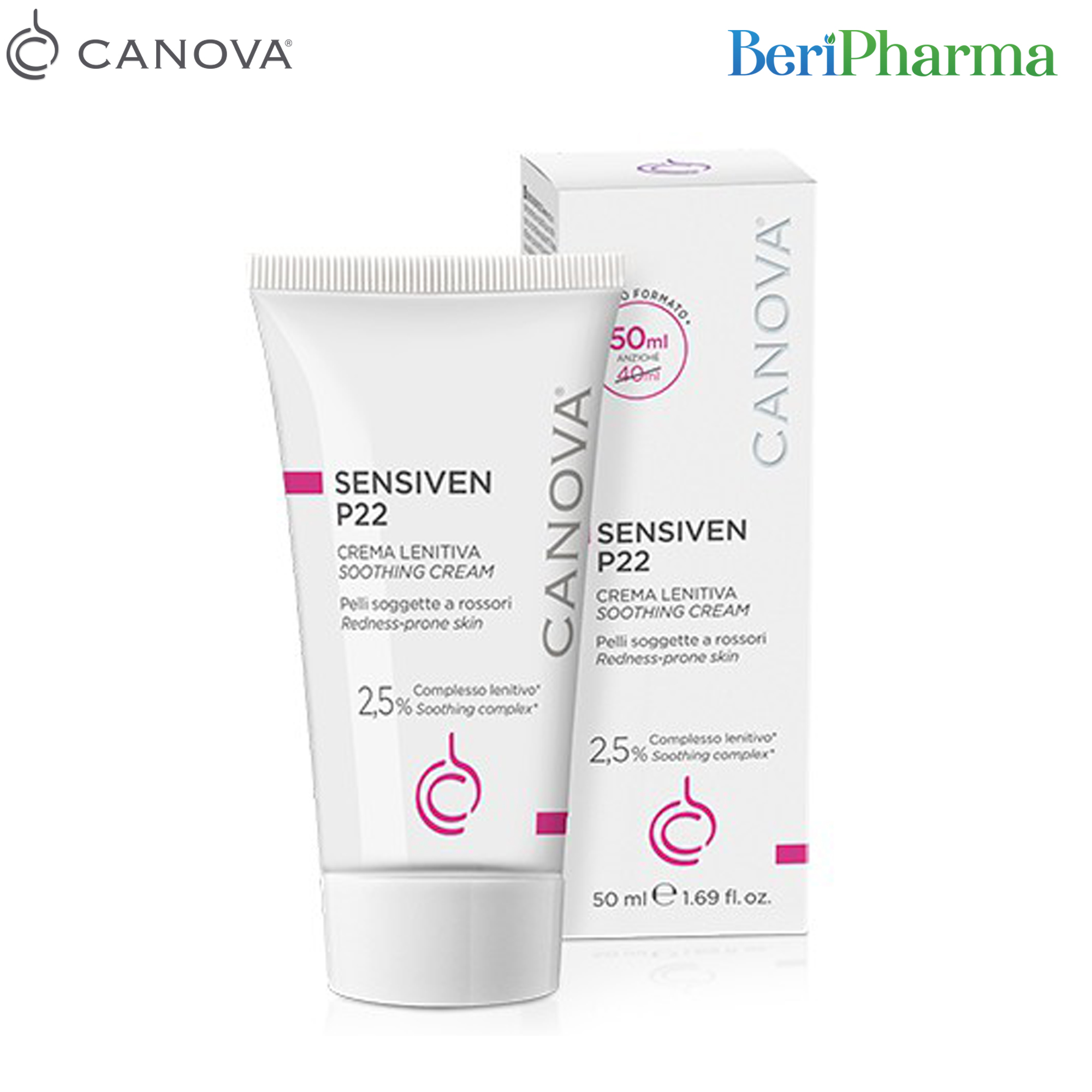 Canova Kem Làm Dịu Da, Dưỡng Ẩm Dành Cho Da Nhạy Cảm Sensiven P22 – Soothing Cream 50ml