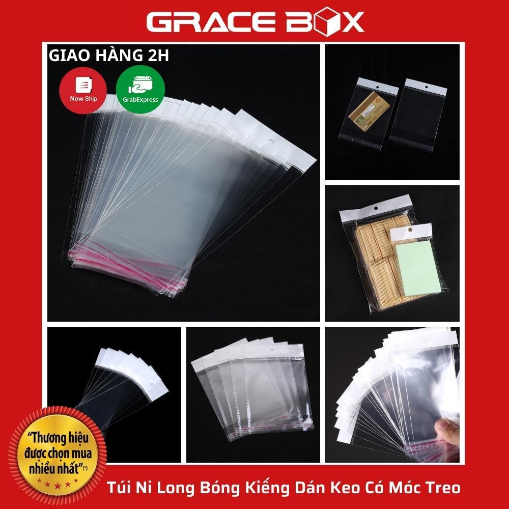 Set 100 Túi Ni Long Bóng Kiếng Dán Keo Có Móc Treo - Size Nhỏ Đựng Phụ Kiện, Trang Sức, Bao Lì Xì - Grace Box