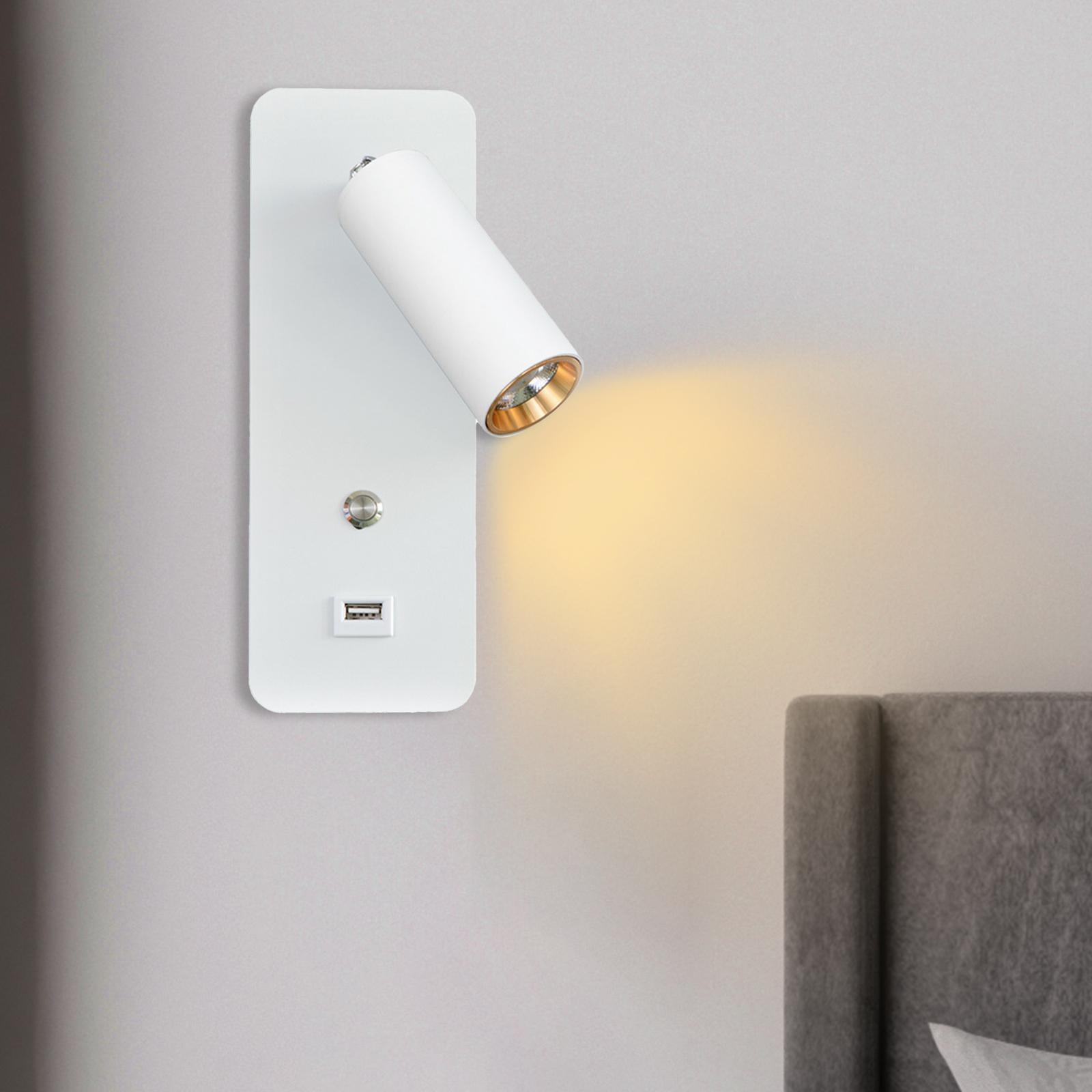 Minimalist Wall Lamp, Reading Light Bedside 3000K Warm White Light USB Interface LED 7W Sconce for Office Dining Room Entry