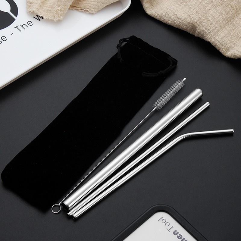 Ống hút kim loại inox - bàn chải cọ ống hút có thể tái sử dụng - bảo vệ môi trường Duashop