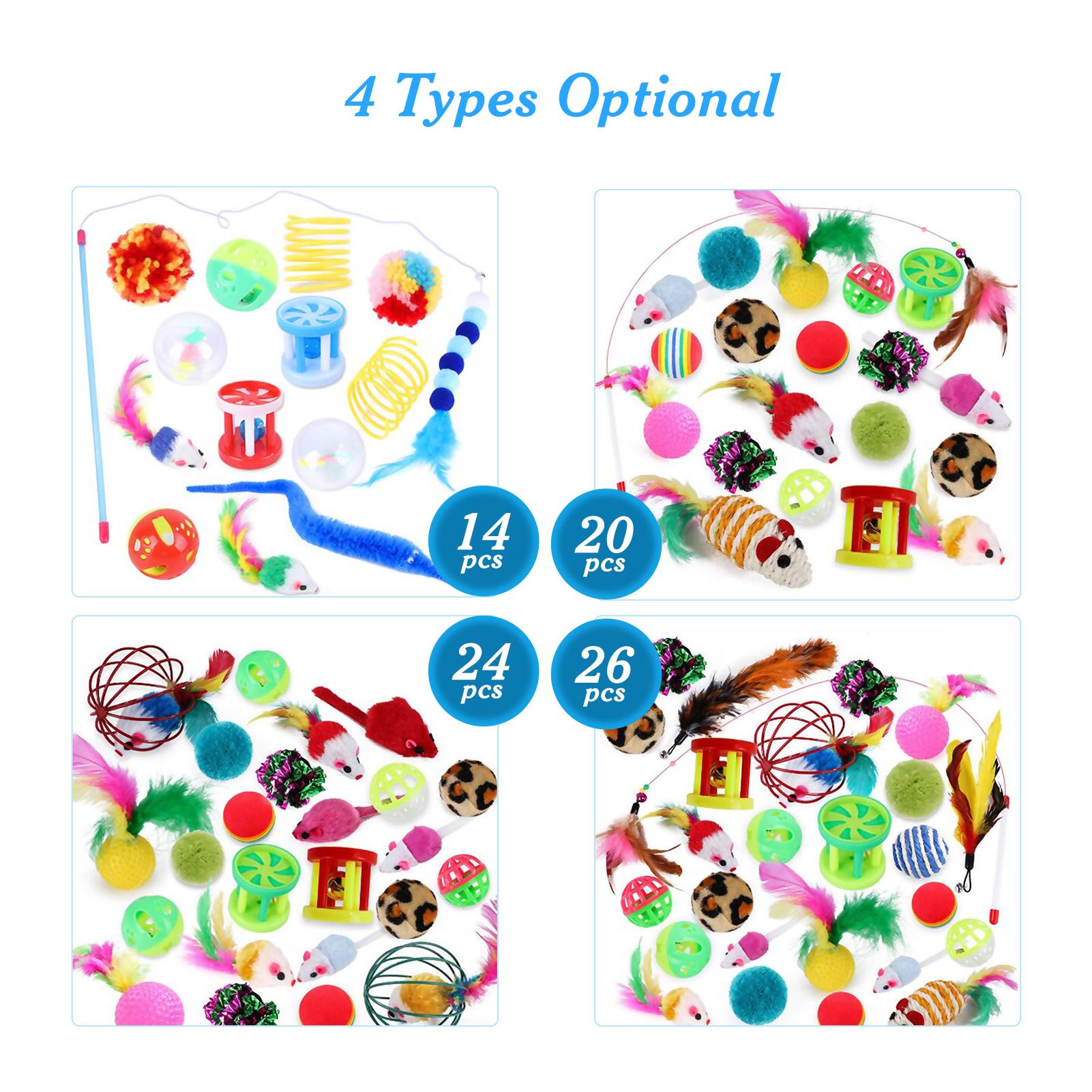 Bộ đồ chơi tương tác cho mèo 26 cái bằng lông vũ và nhựa an toàn