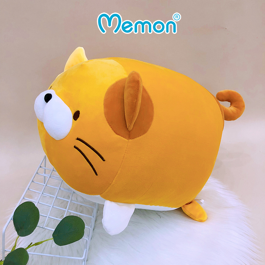 Gấu Bông Mèo Béo Nằm 40cm Cao Cấp Memon, Mèo Corgi Bông Chân Ngắn Dễ Thương