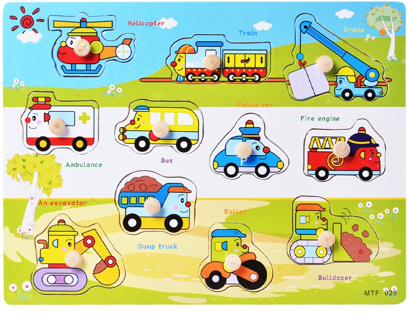 Bảng ghép hình hoa quả núm gỗ