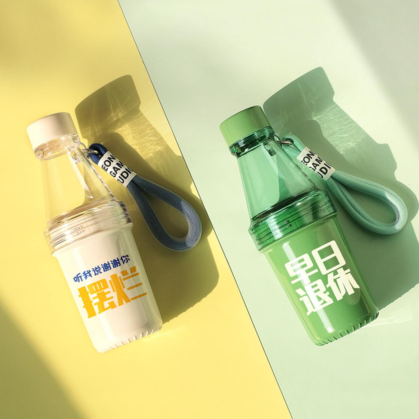 Cold Water Bottle, Sports Bottles, Double Section Cup Drinkware with Sticker with Rope Water Kettle for Girls Boys Cycling Camping Gym