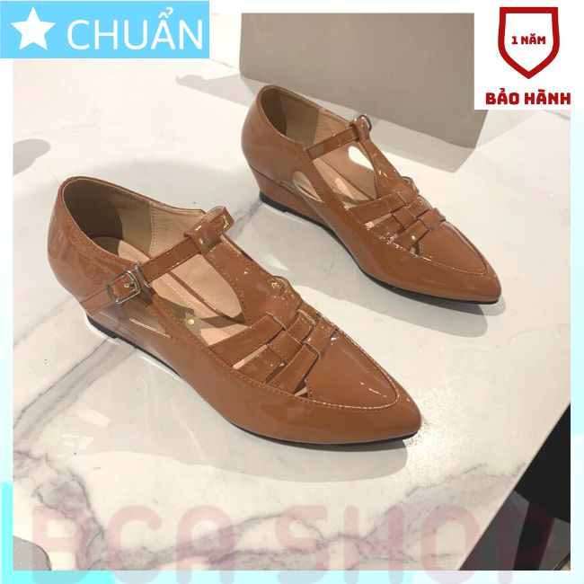 Giày đế xuồng nữ gót thấp 2p ROSATA mẫu RO408 cách điệu phần mũi với nhiều dây lạ mắt và sang trọng tại BCASHOP - màu nâu