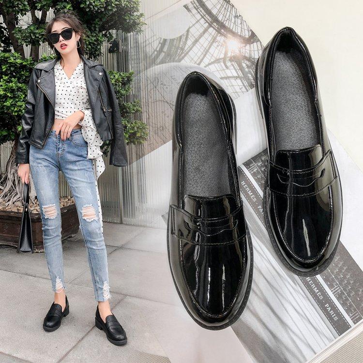 Giày Lười Màu Trơn Phong Cách Hàn Quốc Cho Nữ