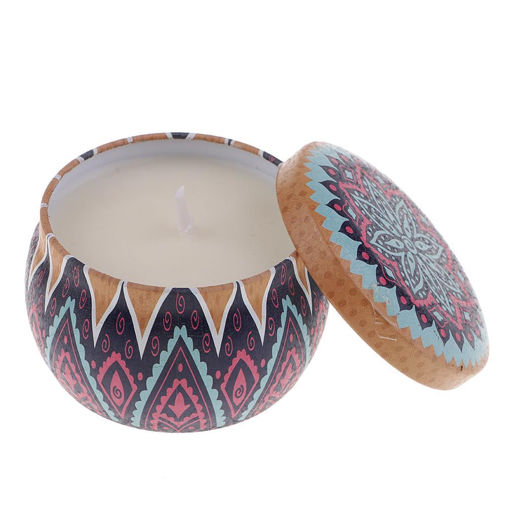 4 Pieces National Style Scented Candle Natural Soy Wax Portable Tin Candle